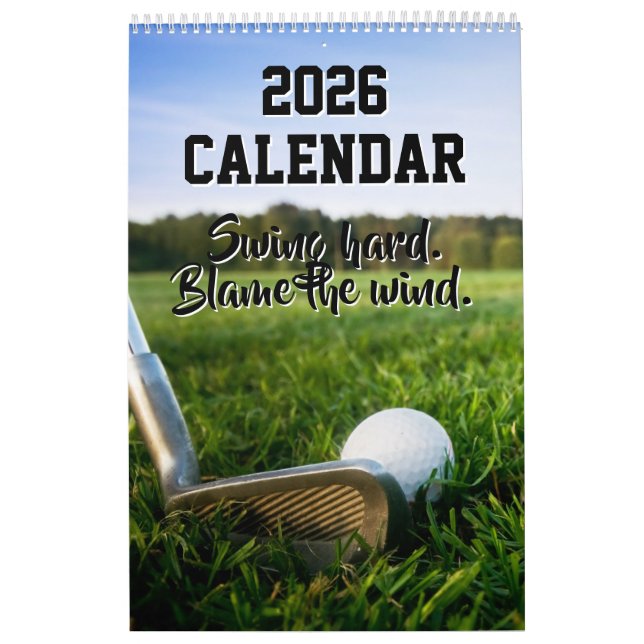 Calendário Funny 2026 Calendar Golf Quotes Golfer Dad Coach (Capa)