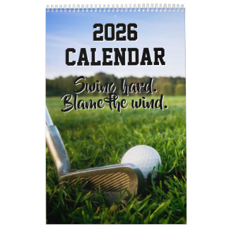 Calendário Funny 2026 Calendar Golf Quotes Golfer Dad Coach