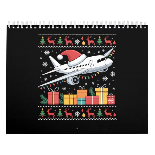 Calendário Funny Xmas Lighting Tree Santa Ugly Airplane  (Capa)