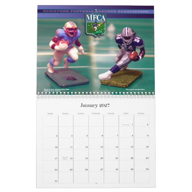 Calendário Futebol da miniatura de MFCA 2009 (Jan 2027)