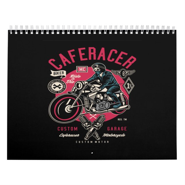 Calendário garagem personalizada de racer de café (Capa)