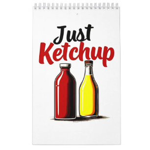 Calendário Garrafa de Ketchup Engraçada Gráfico apenas ketchu