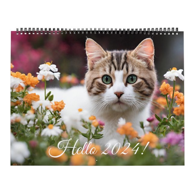 Calendário Gatinho Gato Flor Quinto Diário Mensal Anualmente  (Capa)