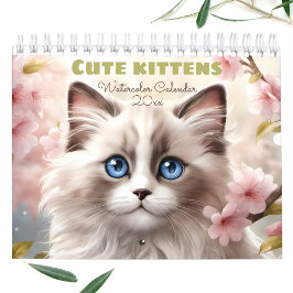 Calendário Gatinhos Cachorros Aquarelas Coloração Sazonal