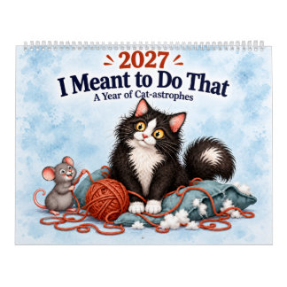 Calendário Gato de Smoking Engraçado 2027 - Eu Quis Fazer Iss