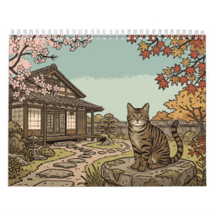 Calendário Gato Listrado Japão – 12 Meses de Japão Nostálgico