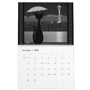 Calendário Gato Viajante de Meados do Século