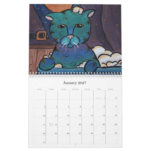 Calendário Gatos 2010 da arte (Jan 2027)