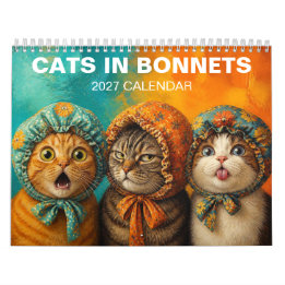 Calendário Gatos Caprichosos em Toucas Florais 2027