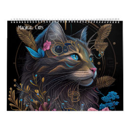 Calendário Gatos de fantasia mágica - Arte gerada por IA
