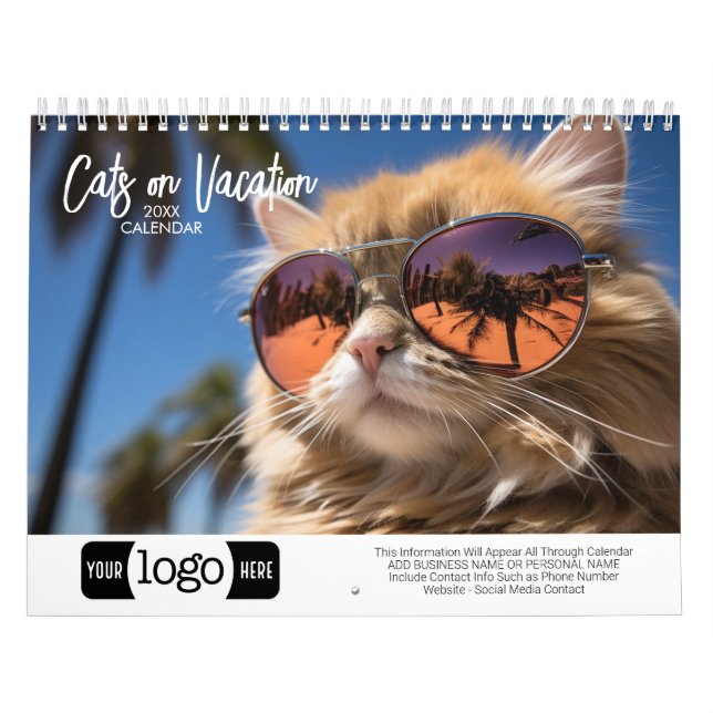 Calendário Gatos de Férias - Adicionar Logotipo para Presente (Capa)