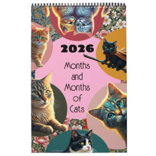 Calendário Gatos meses amante de gatos gatinhos loucos
