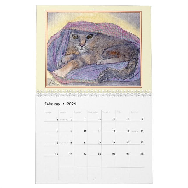 Calendário GATOS! Um gato por mês (Fev 2026)