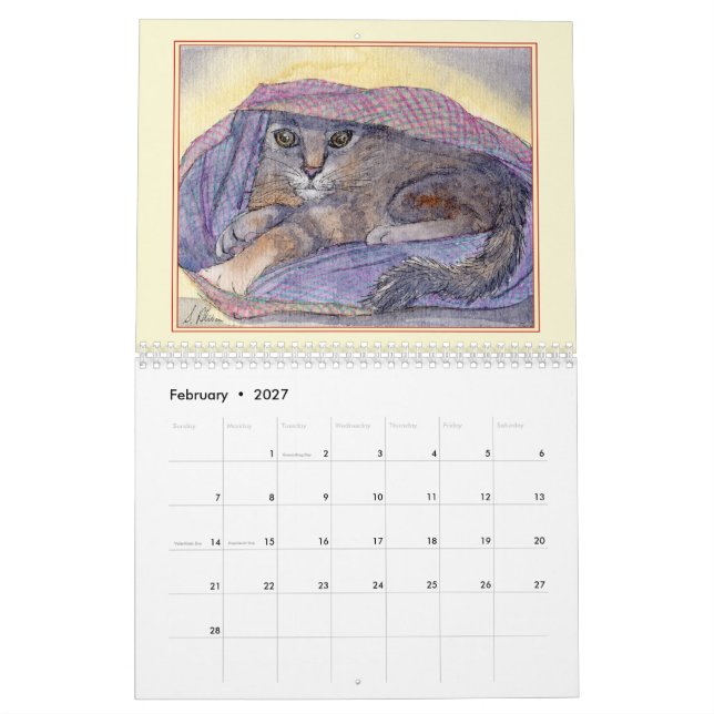 Calendário GATOS! Um gato por mês (Fev 2027)