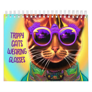 Calendário Gatos Vestindo Óculos Gerados AI