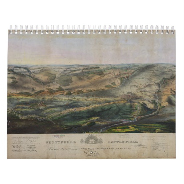 Calendário Gettysburg Battlefield por John Bachelder 1863 (Capa)