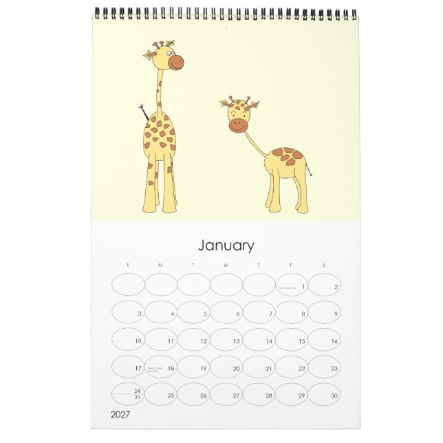 Calendário Girafas 2014. Belas Cartoons. (Jan 2027)