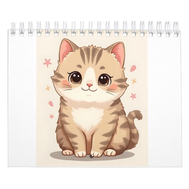 Calendário Gleeful Cat: Bela Arte Kawaii Kitten para Qualquer (Capa)