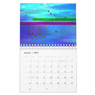 Calendário Glitch Art Pixels Vaporwave Aesthetic Analog Fault
