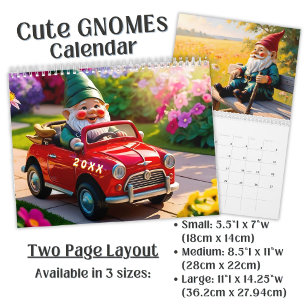 Calendário Gnomo fofo personalizado colorido brilhante engraç