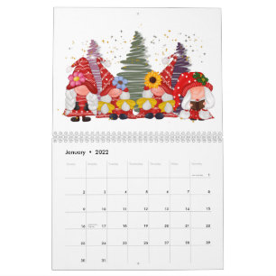 Calendário Gnomo Qualquer Ano Fofo Adorável Divert