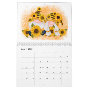 Calendário Gnomo Whimsical Adorável A Qualquer Ano
