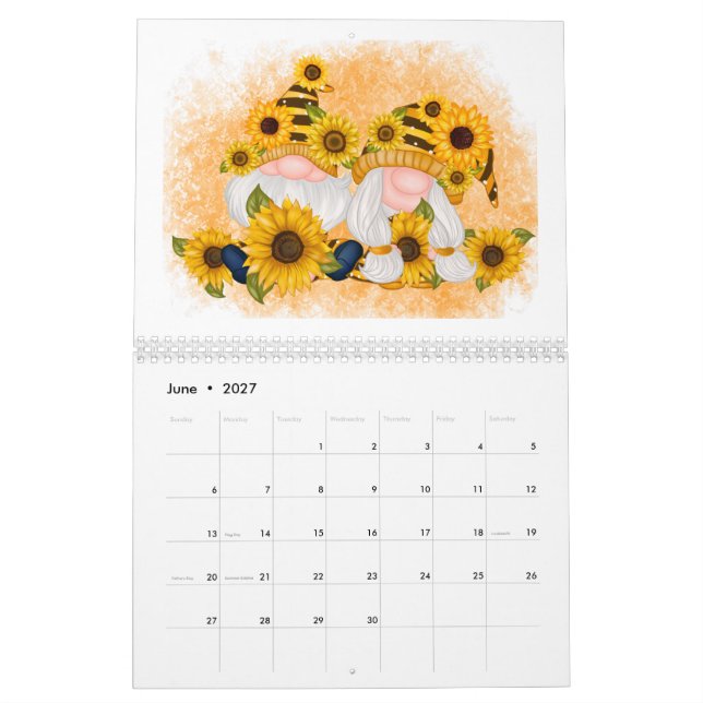 Calendário Gnomo Whimsical Adorável A Qualquer Ano (Jun 2027)