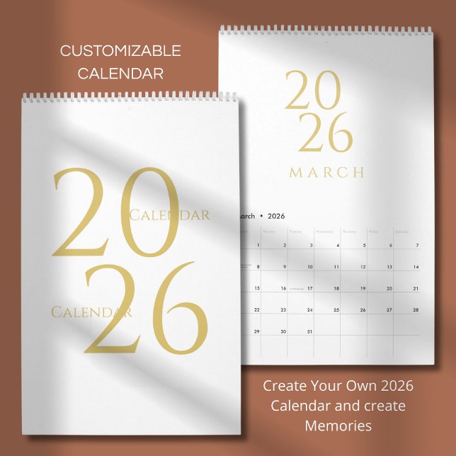 Calendário Gold Simple Elegant 2026 Calendar (Criador carregado)