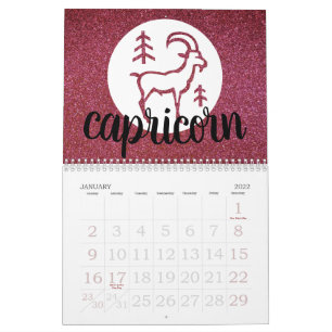 Calendário Gráfico de Astrologia Simples Zodiac Glitter Birth