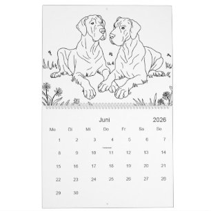 Calendário Grande Dane 18 Meses Colorindo Personalizado