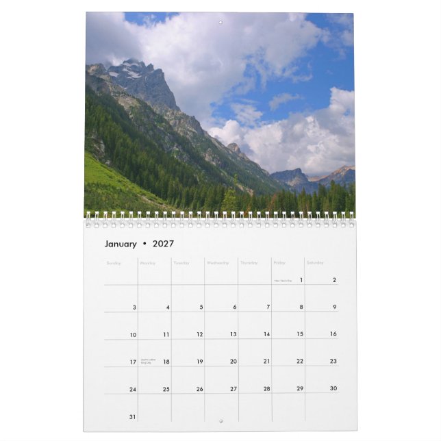Calendário grande do parque nacional de 2009 Teton (Jan 2027)