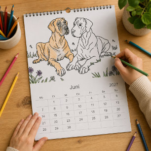 Calendário Great Dane Colorindo Personalizado 18 Meses