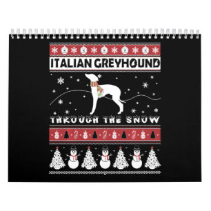 Calendário Greyhound Italiano Através de Neve Fácil Natal