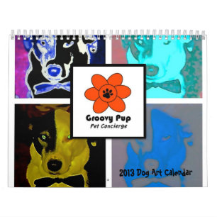 Calendário Groovy da arte do cão do filhote de
