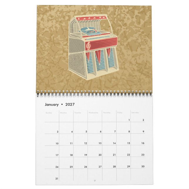 Calendário Grunge Jukebox (Jan 2027)