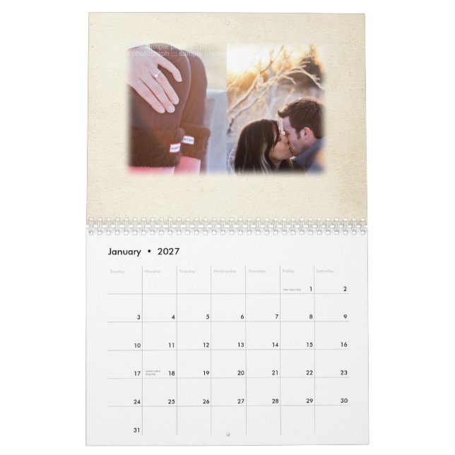 Calendário Guestbook personalizado Wedding do livro de (Jan 2027)