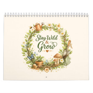 Calendário Guirlanda Floral Aquarela Botânica Inspiradora