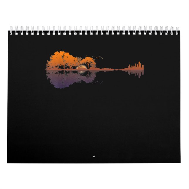 Calendário Guitar Lake Shadow Love Guitar Gift Music Lovers (Capa)