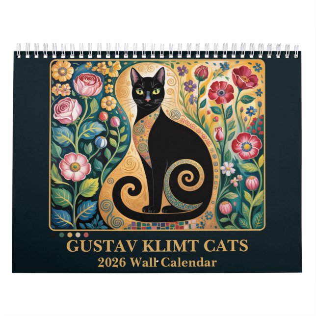 Calendário Gustav Klimt Cat | Elegant Art Nouveau Cat 2026 (Capa)