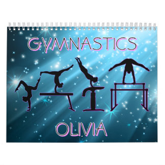 Calendário Gymnastics Calendar Blue Starburst Gymnastics Pose