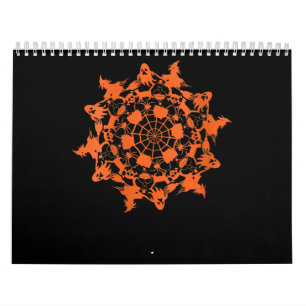 Calendário Halloween Mandala Spider Witch Ghost Skull Gift