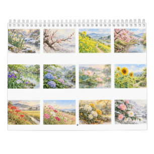Calendário Hanafuda Doze Meses de Arte em Aquarela do Japão