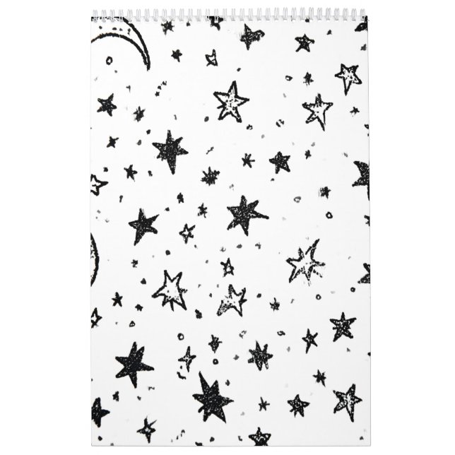 Calendário Hand Drawn Celestial Night Sky Pattern (Capa)