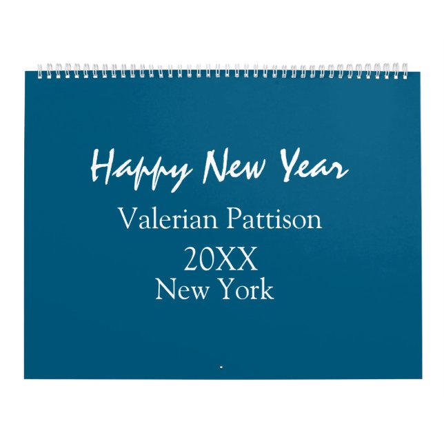 Calendário Happy new year blue name place year boho simple  (Capa)