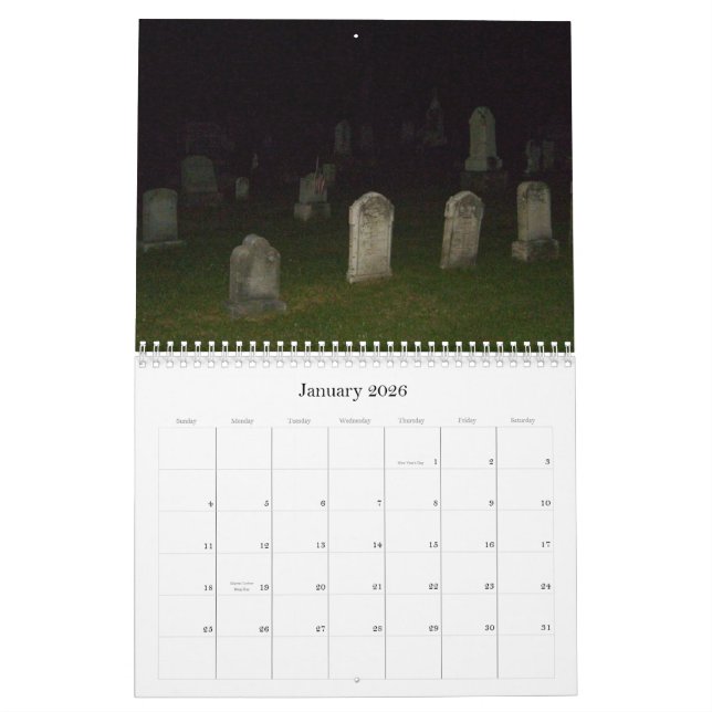 Calendário Hauntingly Divertimento-Calendário-Cemitérios (Jan 2026)