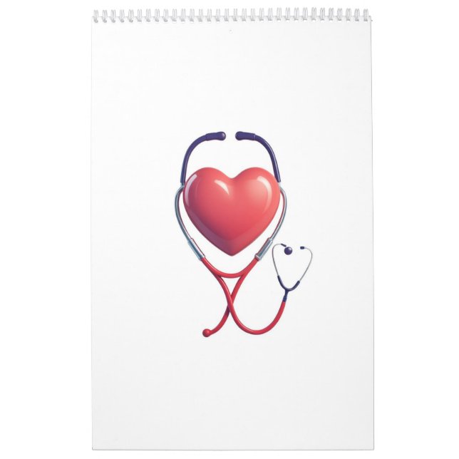 Calendário Heart & Stethoscope Notebook | Medical School & Nu (Capa)