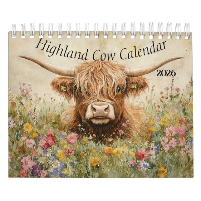 Calendário Highland Cow Calendar 2026 (Capa)