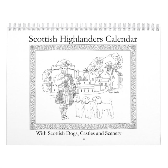 Calendário Highlanders escocês, Castelos e Cães (Capa)