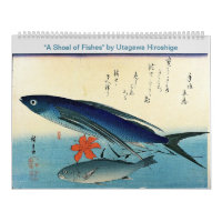 Hiroshige é um cardume de peixes Impressão japonê