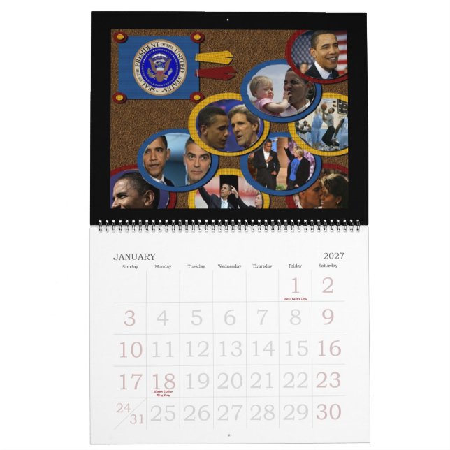 Calendário HISTÓRIA DO Presidente Obama SCRAPBOOK 2009 (Jan 2027)